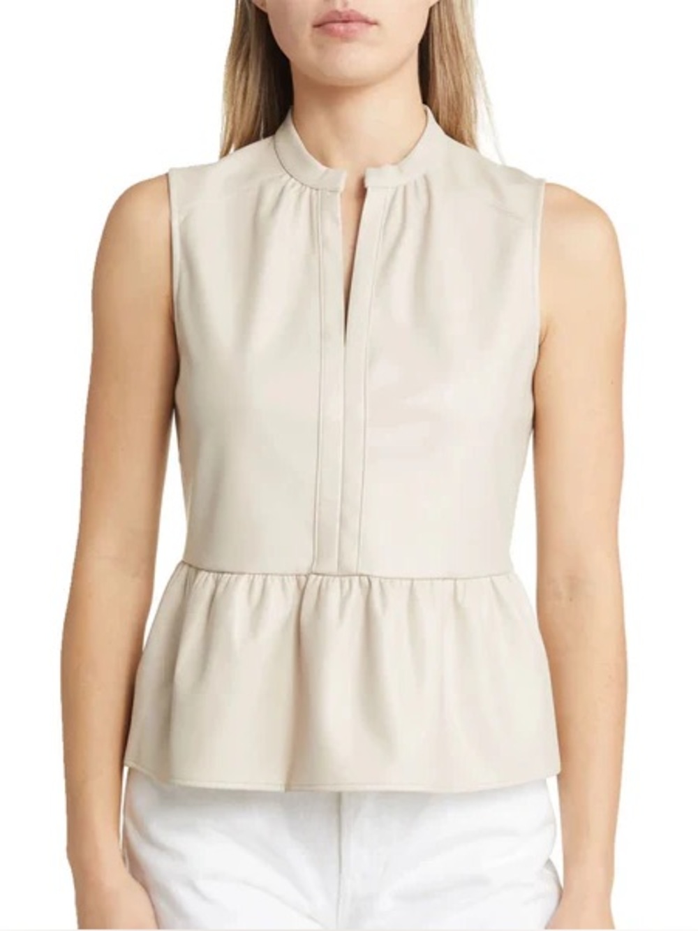 NIC+ZOE Fedrica Faux Leather Peplum Top